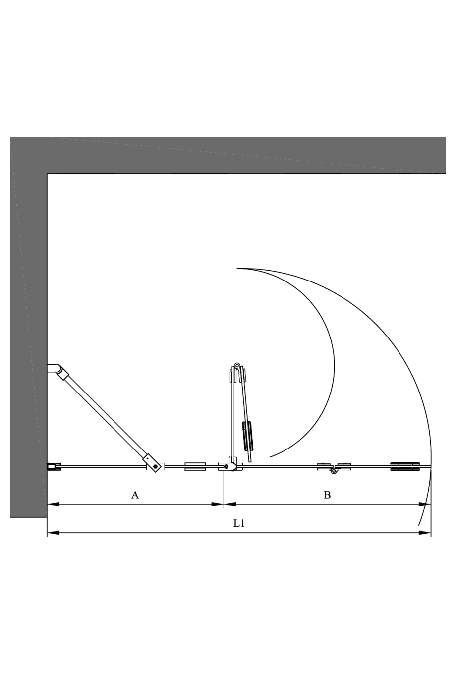 Folding shower screen with fixed part Hietakari Forma 305 – 2