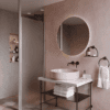 Shower screen with fixed front post Hietakari Infinia 112, aluminium frame, satin frosted glass Shower screen with fixed front post Hietakari Infinia 112, aluminium frame, satin frosted glass