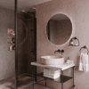 Shower screen with fixed front post Hietakari Infinia 112, black frame, grey tinted glass Shower screen with fixed front post Hietakari Infinia 112, black frame, grey tinted glass