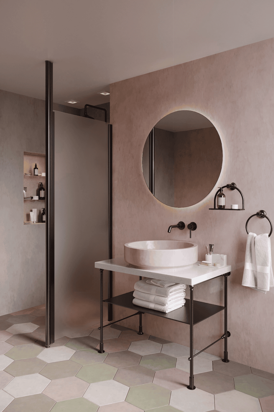 Shower screen with fixed front post Hietakari Infinia 112, black frame, satin frosted glass Shower screen with fixed front post Hietakari Infinia 112, black frame, satin frosted glass