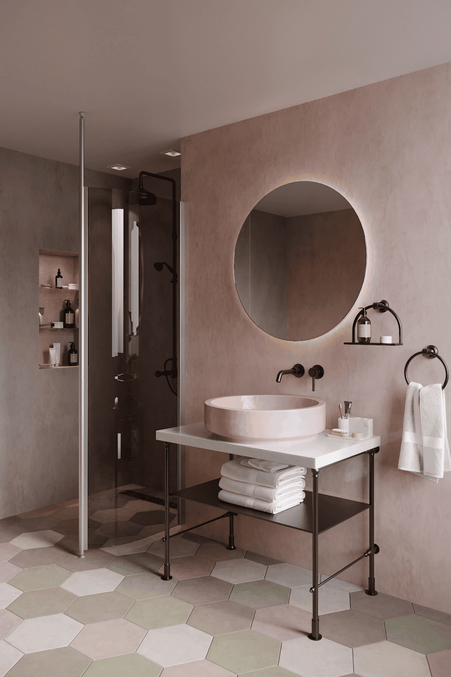 Curved shower screen with telescopic support Hietakari Infinia 121, aluminium frame, grey tinted glass Curved shower screen with telescopic support Hietakari Infinia 121, aluminium frame, grey tinted glass