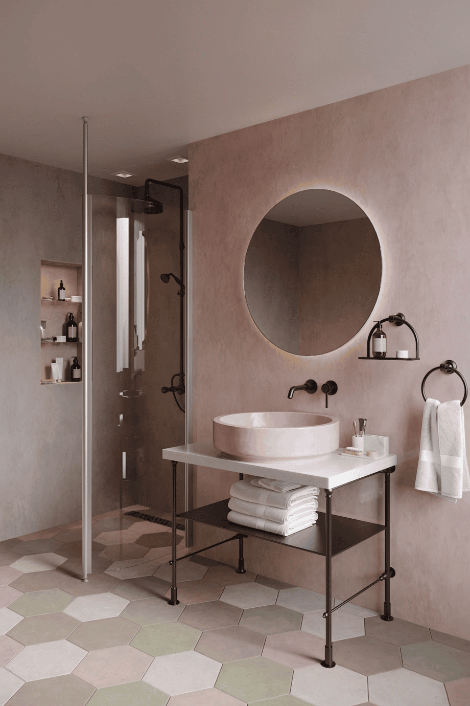 Curved shower screen with telescopic support Hietakari Infinia 121, aluminium frame, clear glass Curved shower screen with telescopic support Hietakari Infinia 121, aluminium frame, clear glass