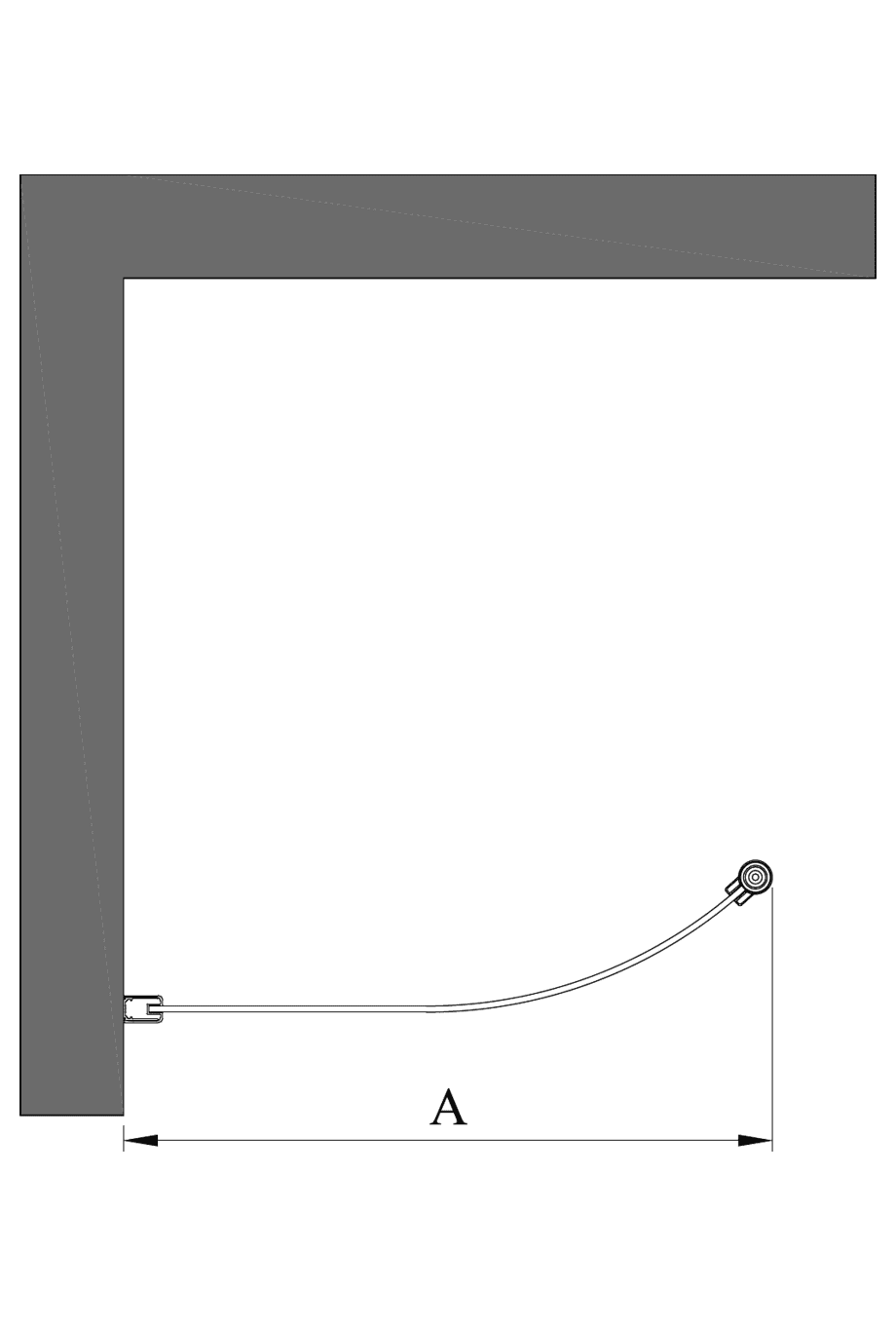 Curved shower screen with telescopic support Hietakari Infinia 121 – 2