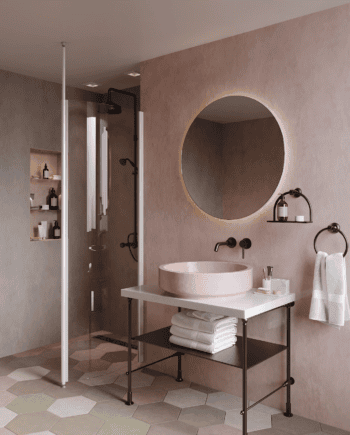Curved shower screen with telescopic support Hietakari Infinia 121