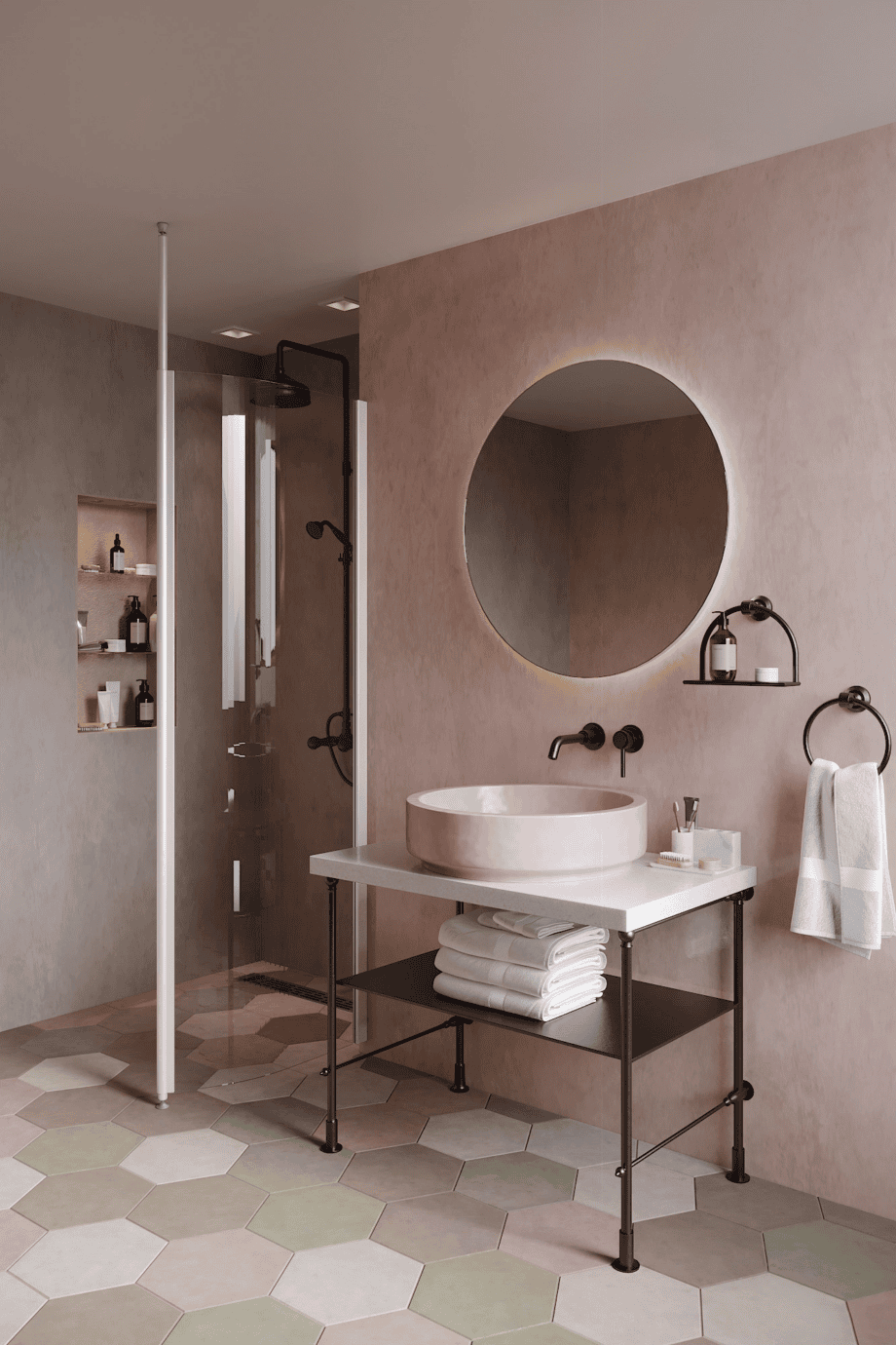 Curved shower screen with telescopic support Hietakari Infinia 121, white frame, clear glass Curved shower screen with telescopic support Hietakari Infinia 121