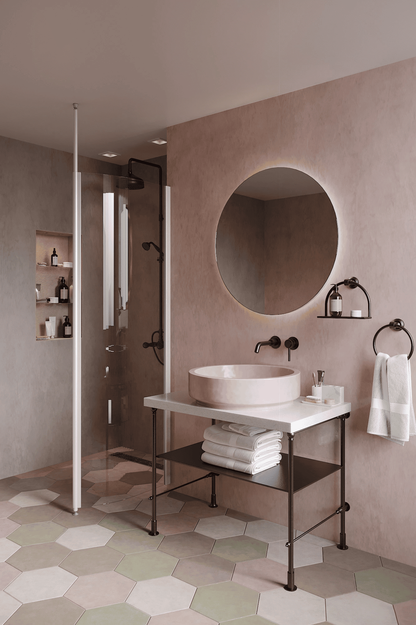 Curved shower screen with telescopic support Hietakari Infinia 121