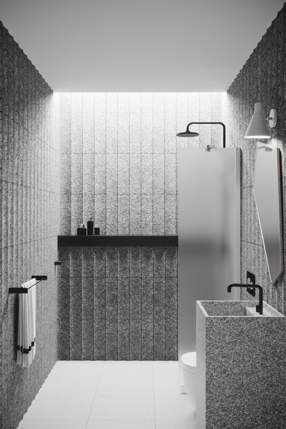 Fixed shower screen Hietakari Infinia 211, aluminium frame, satin frosted glass Fixed shower screen Hietakari Infinia 211, aluminium frame, satin frosted glass