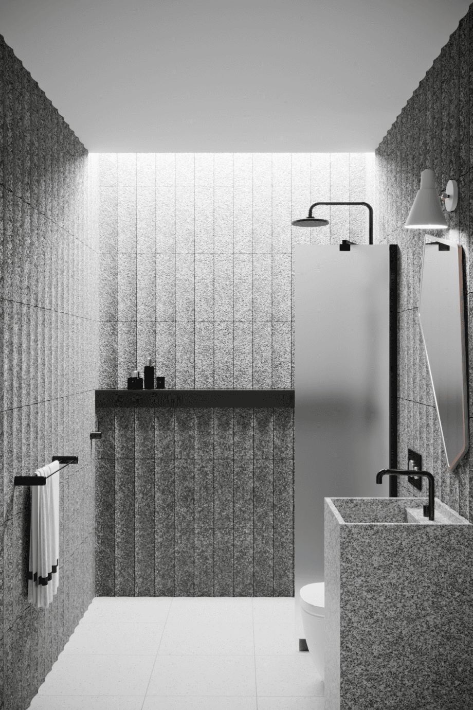 Fixed shower screen Hietakari Infinia 211, black frame, satin frosted glass Fixed shower screen Hietakari Infinia 211, black frame, satin frosted glass