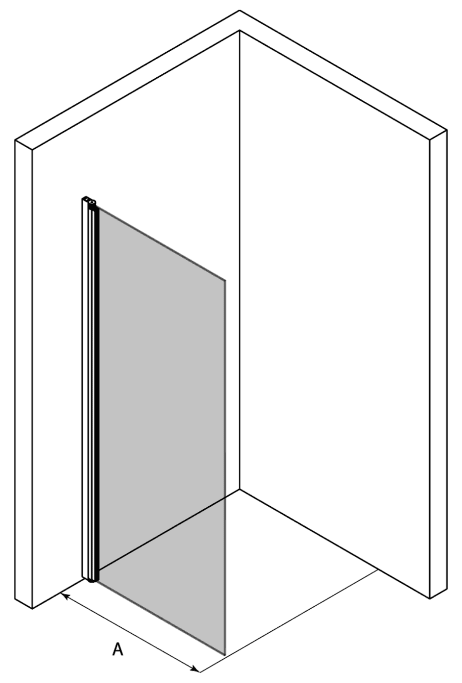 Hinged shower door Hietakari Infinia 212 – 3D drawing Hinged shower door Hietakari Infinia 212 – 3