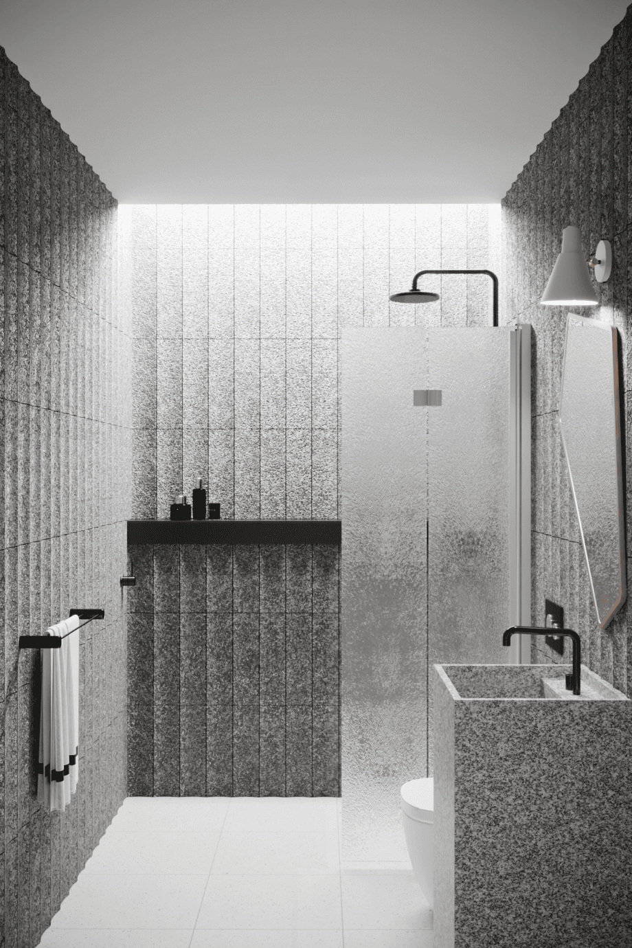 Folding shower screen Hietakari Infinia 213, aluminium frame, Chinchilla patterned glass Folding shower screen Hietakari Infinia 213, aluminium frame, Chinchilla patterned glass