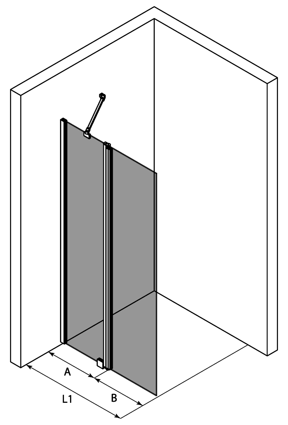 Hinged shower screen with fixed part Hietakari Infinia 214 – 3