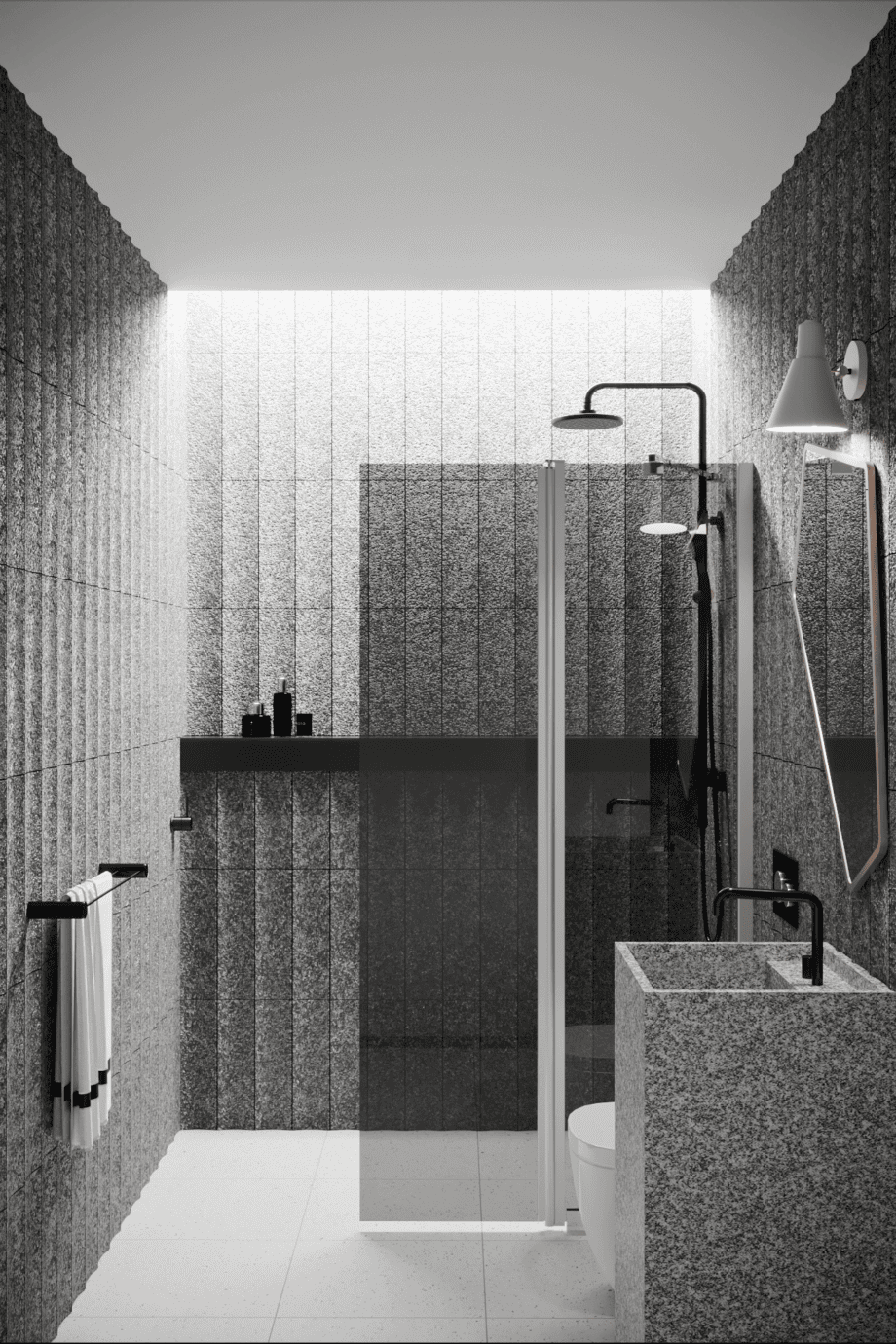 Hinged shower screen with fixed part Hietakari Infinia 214, aluminium frame, grey tinted glass Hinged shower screen with fixed part Hietakari Infinia 214, aluminium frame, grey tinted glass