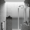 Hinged shower screen with fixed part Hietakari Infinia 214, aluminium frame, satin frosted glass Hinged shower screen with fixed part Hietakari Infinia 214, aluminium frame, satin frosted glass