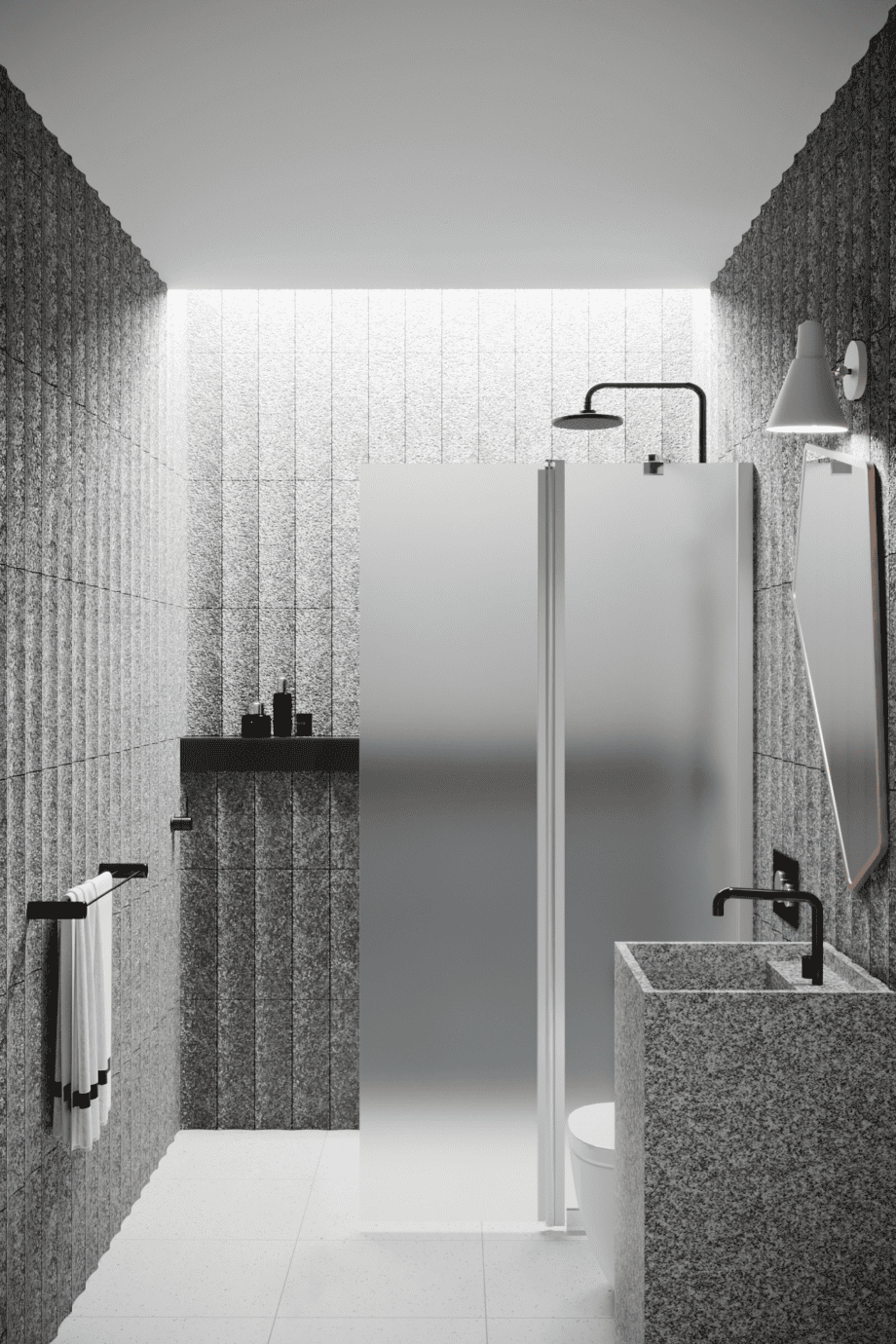 Hinged shower screen with fixed part Hietakari Infinia 214, aluminium frame, satin frosted glass Hinged shower screen with fixed part Hietakari Infinia 214, aluminium frame, satin frosted glass
