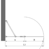 Hinged shower screen with fixed part Hietakari Infinia 214 – dimension drawing Hinged shower screen with fixed part Hietakari Infinia 214 – dimension drawing