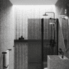 Hinged shower screen with fixed part Hietakari Infinia 214, black frame, grey tinted glass Hinged shower screen with fixed part Hietakari Infinia 214, black frame, grey tinted glass