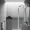 Hinged shower screen with fixed part Hietakari Infinia 214, white frame, satin frosted glass Hinged shower screen with fixed part Hietakari Infinia 214, white frame, satin frosted glass
