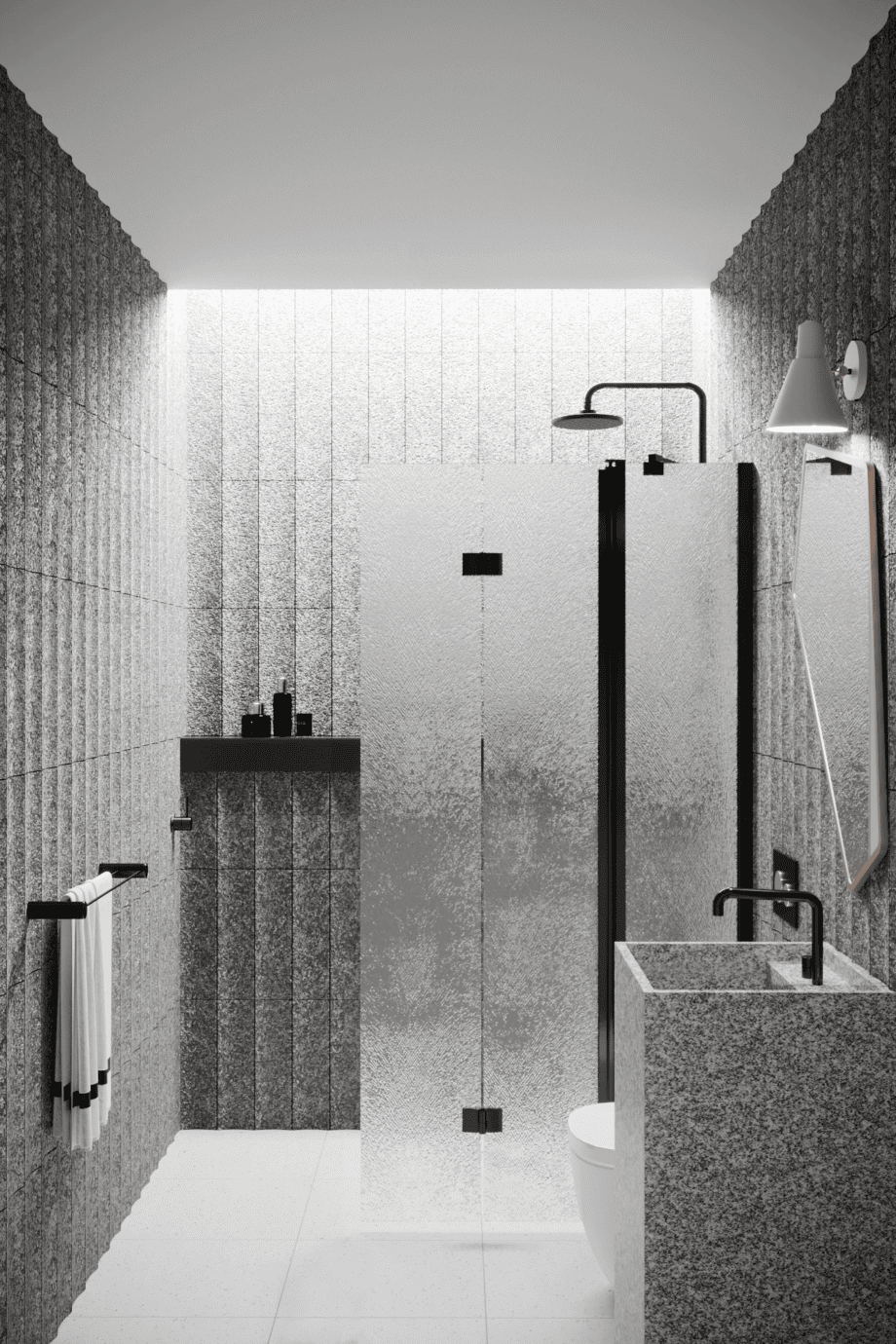 Folding shower screen with fixed part Hietakari Infinia 215, black frame, Chinchilla patterned glass Folding shower screen with fixed part Hietakari Infinia 215, black frame, Chinchilla patterned glass