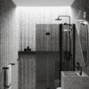 Folding shower screen with fixed part Hietakari Infinia 215, black frame, grey tinted glass Folding shower screen with fixed part Hietakari Infinia 215, black frame, grey tinted glass