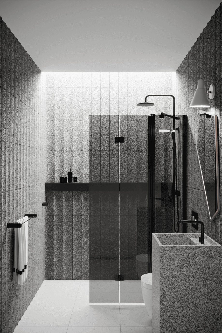 Folding shower screen with fixed part Hietakari Infinia 215, black frame, grey tinted glass Folding shower screen with fixed part Hietakari Infinia 215, black frame, grey tinted glass