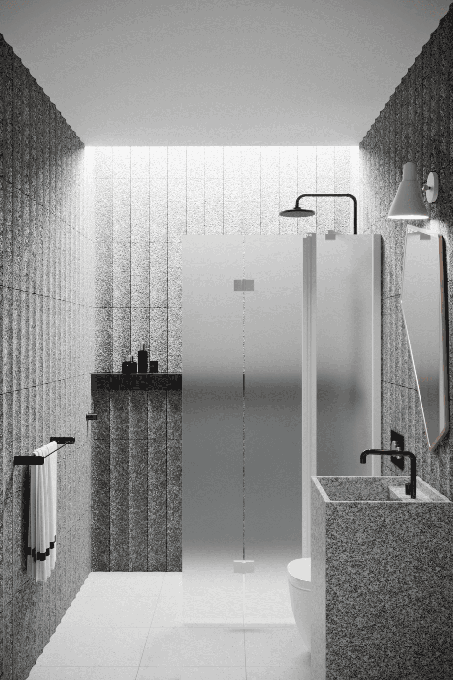 Folding shower screen with fixed part Hietakari Infinia 215, white frame, satin frosted glass Folding shower screen with fixed part Hietakari Infinia 215, white frame, satin frosted glass