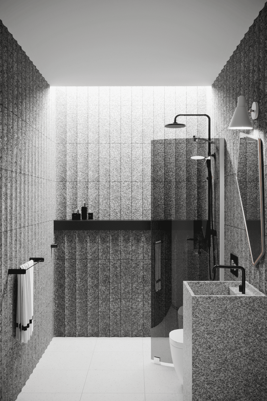 Curved fixed shower screen Hietakari Infinia 221, aluminium frame, grey tinted glass Curved fixed shower screen Hietakari Infinia 221, aluminium frame, grey tinted glass