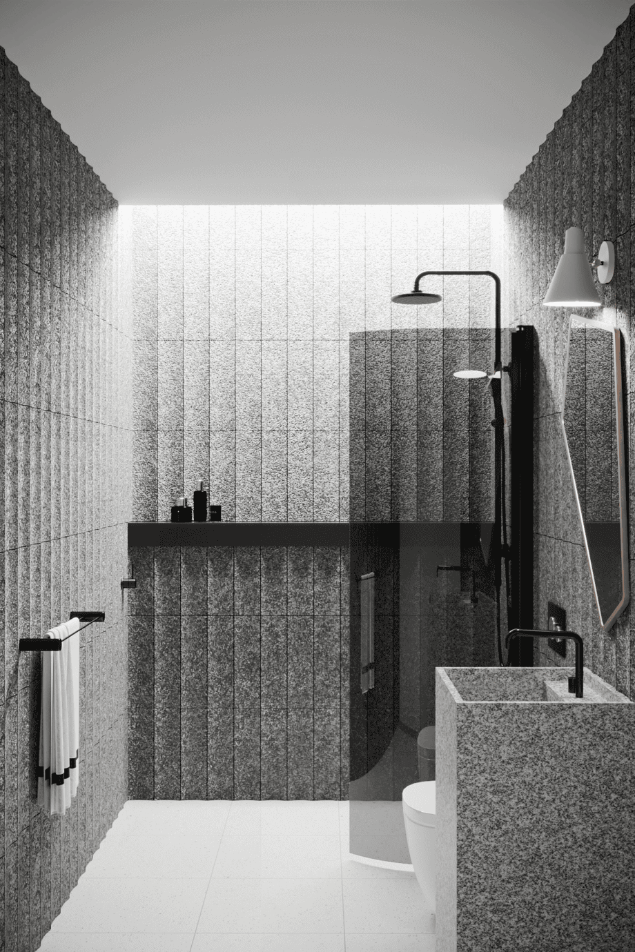 Curved hinged shower door Hietakari Infinia 222, black frame, grey tinted glass Curved hinged shower door Hietakari Infinia 222, black frame, grey tinted glass