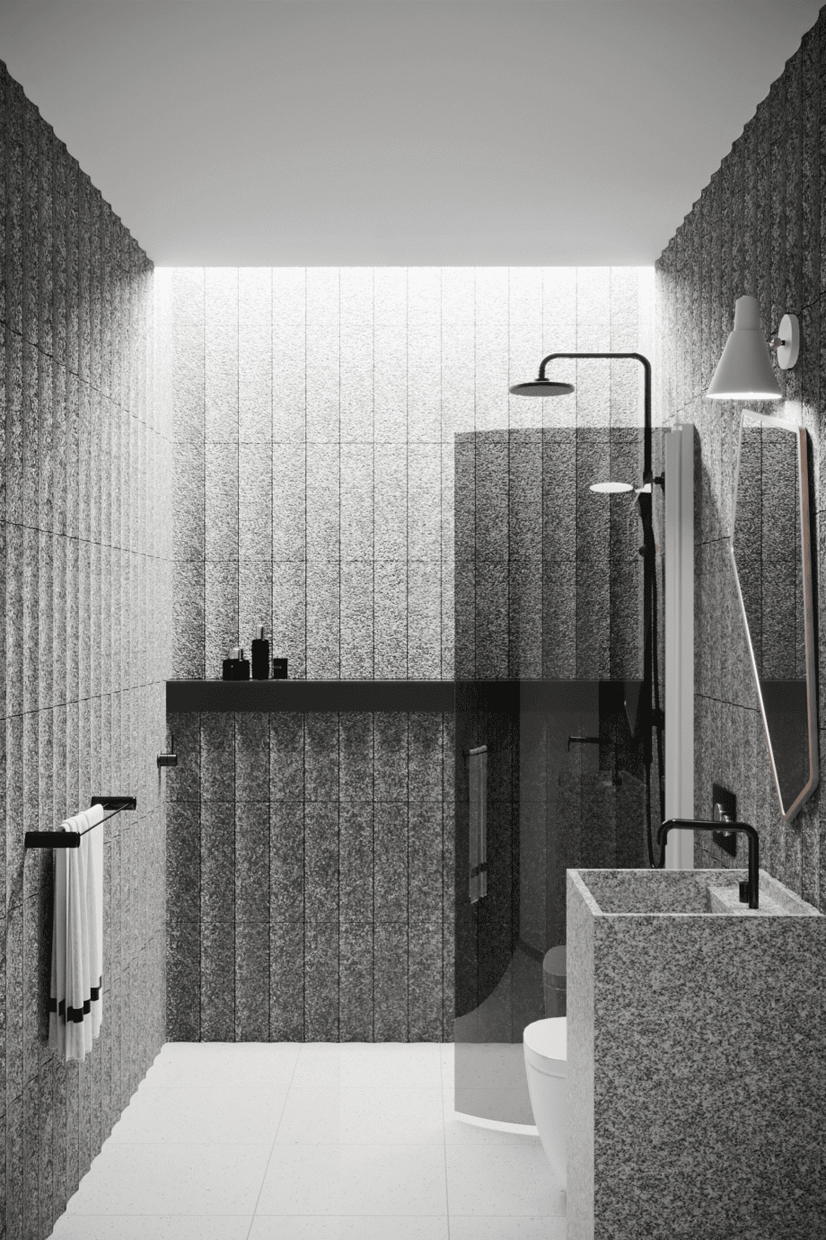 Curved hinged shower door Hietakari Infinia 222, white frame, grey tinted glass Curved hinged shower door Hietakari Infinia 222, white frame, grey tinted glass