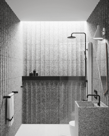 Curved hinged shower door Hietakari Infinia 222, white frame, clear glass
