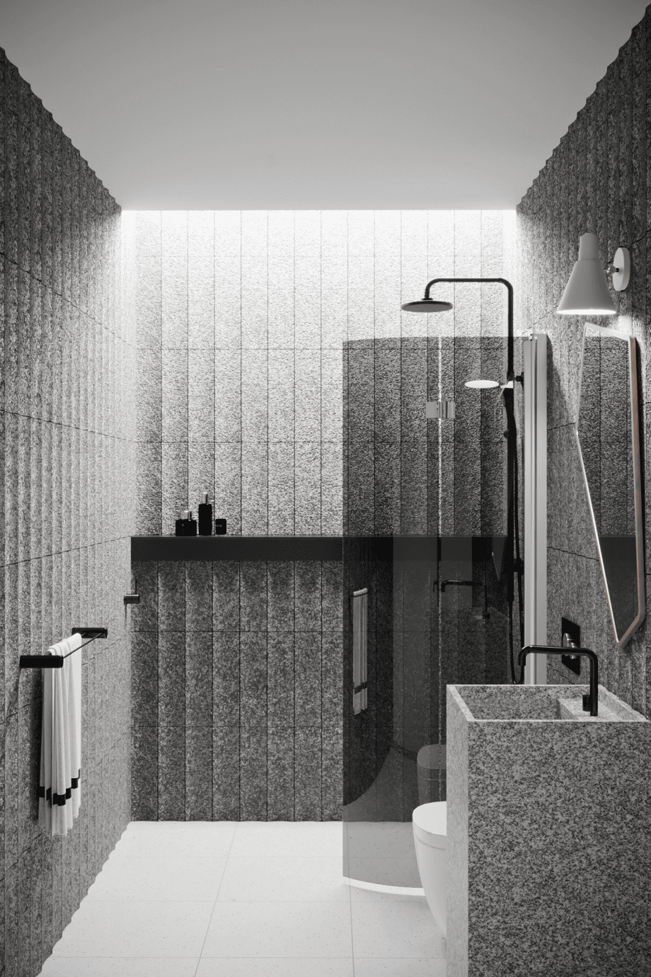Curved folding shower screen Hietakari Infinia 223, aluminium frame, grey tinted glass Curved folding shower screen Hietakari Infinia 223, aluminium frame, grey tinted glass