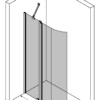 Curved hinged shower screen with fixed part Hietakari Infinia 224 – 3D drawing Curved hinged shower screen with fixed part Hietakari Infinia 224 – 3D drawing