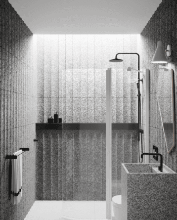Curved hinged shower screen with fixed part Hietakari Infinia 224, white frame, clear glass
