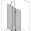 Curved folding shower screen with fixed part Hietakari Infinia 225 – 3D drawing Curved folding shower screen with fixed part Hietakari Infinia 225 – 3