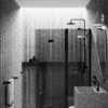 Curved folding shower screen with fixed part Hietakari Infinia 225, black frame, grey tinted glass Curved folding shower screen with fixed part Hietakari Infinia 225, black frame, grey tinted glass