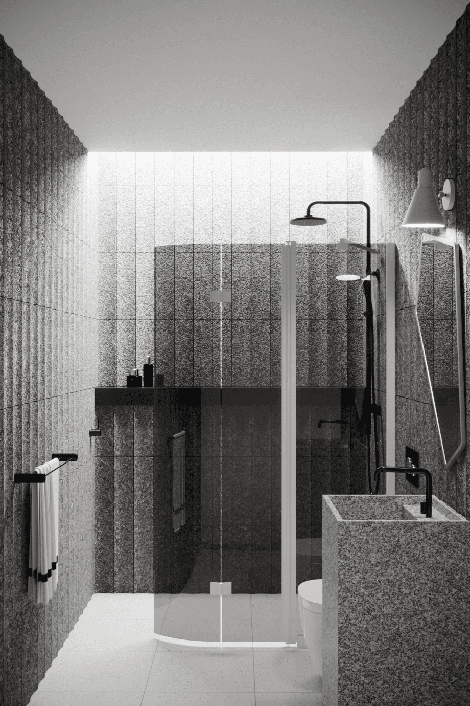 Curved folding shower screen with fixed part Hietakari Infinia 225, white frame, grey tinted glass Curved folding shower screen with fixed part Hietakari Infinia 225, white frame, grey tinted glass
