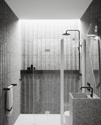 Curved folding shower screen with fixed part Hietakari Infinia 225, white frame, clear glass
