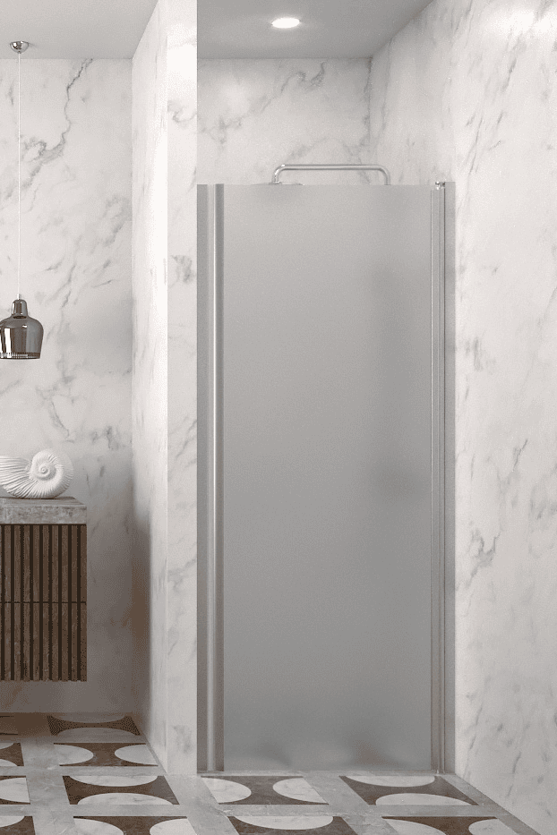 Hinged shower door with wall magnet Hietakari Infinia 233, aluminium frame, satin frosted glass Hinged shower door with wall magnet Hietakari Infinia 233, aluminium frame, satin frosted glass