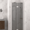Folding shower door with wall magnet Hietakari Infinia 234, white frame, grey tinted glass Folding shower door with wall magnet Hietakari Infinia 234, white frame, grey tinted glass