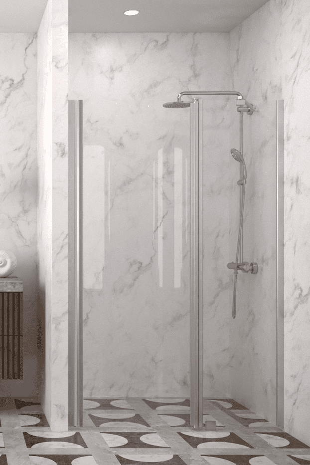 Hinged shower door with fixed part and wall magnet Hietakari Infinia 235 – 4