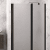 Hinged shower door with fixed part and wall magnet Hietakari Infinia 235, black frame, Chinchilla patterned glass Hinged shower door with fixed part and wall magnet Hietakari Infinia 235, black frame, Chinchilla patterned glass