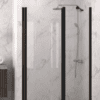 Hinged shower door with fixed part and wall magnet Hietakari Infinia 235, black frame, clear glass Hinged shower door with fixed part and wall magnet Hietakari Infinia 235 – 5