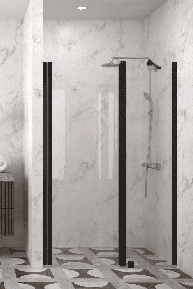 Hinged shower door with fixed part and wall magnet Hietakari Infinia 235 – 5