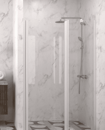 Hinged shower door with fixed part and wall magnet Hietakari Infinia 235
