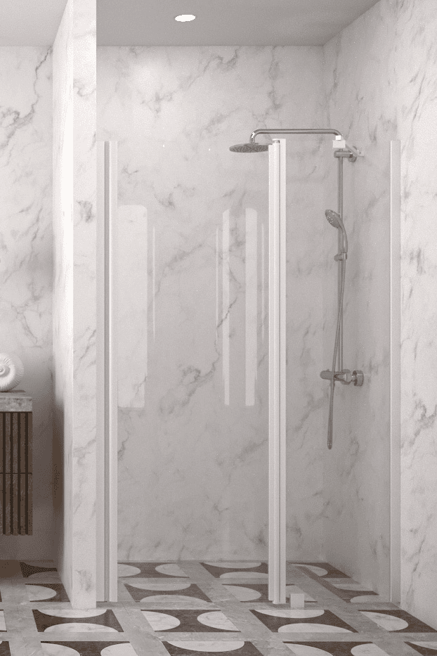 Hinged shower door with fixed part and wall magnet Hietakari Infinia 235