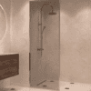 Fully framed fixed shower screen Hietakari Vetro 501, chrome fittings, grey tinted glass