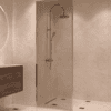 Fully framed fixed shower screen Hietakari Vetro 501, chrome fittings, bronze tinted glass