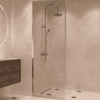 Fully framed fixed shower screen Hietakari Vetro 501, brass fittings, clear glass