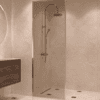 Fully framed fixed shower screen Hietakari Vetro 501, brass fittings, bronze tinted glass