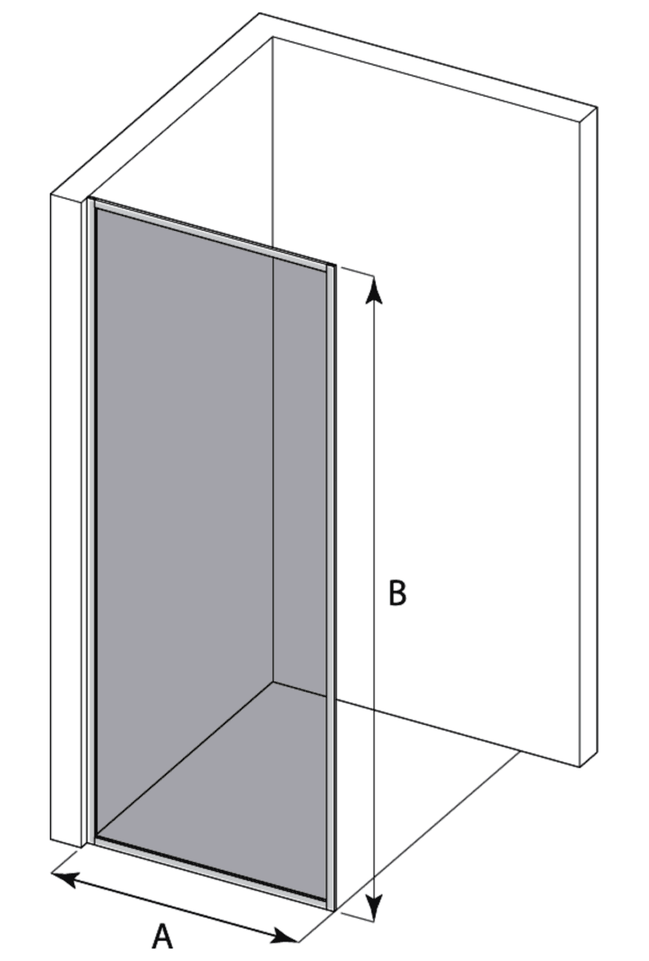 Fully framed fixed shower screen Hietakari Vetro 501 – dimension drawing