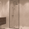 Fully framed fixed shower screen Hietakari Vetro 501, black fittings, clear glass